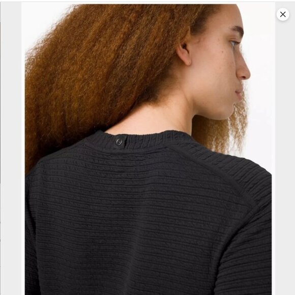 Lululemon On Repeat Dress Black Long-Sleeve Textured Removable Collar Women's 6 - Picture 2 of 15